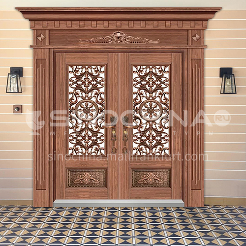 304 stainless steel door red bronze luxury Roman column double door